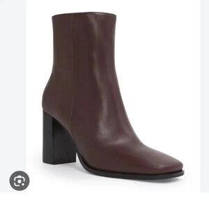 NEW Reiss Casey Square-Toe Leather High-Heel Ankle Bootie size 39 US8.5